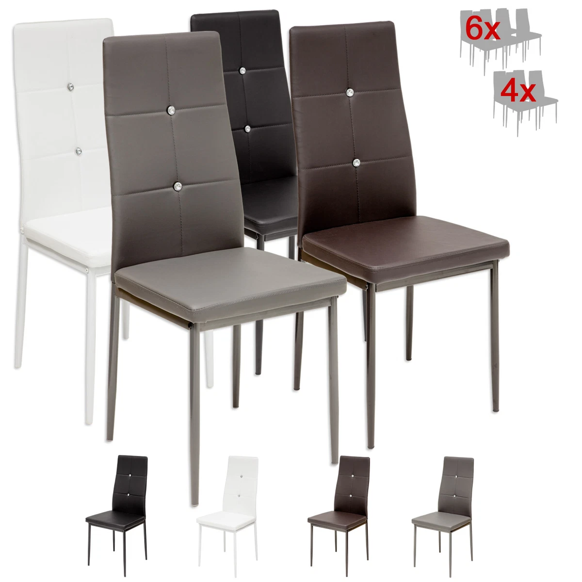 Esszimmerstühle SET 4/6 Stk Farbe und Stückzahl wählbar Kunstleder DIAMOND