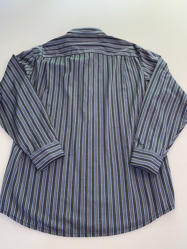 Tommy Bahama INDIGO PALMS LS Long Sleeve Blue w/ Green Stripe Cotton Shirt XL - Picture 10 of 12