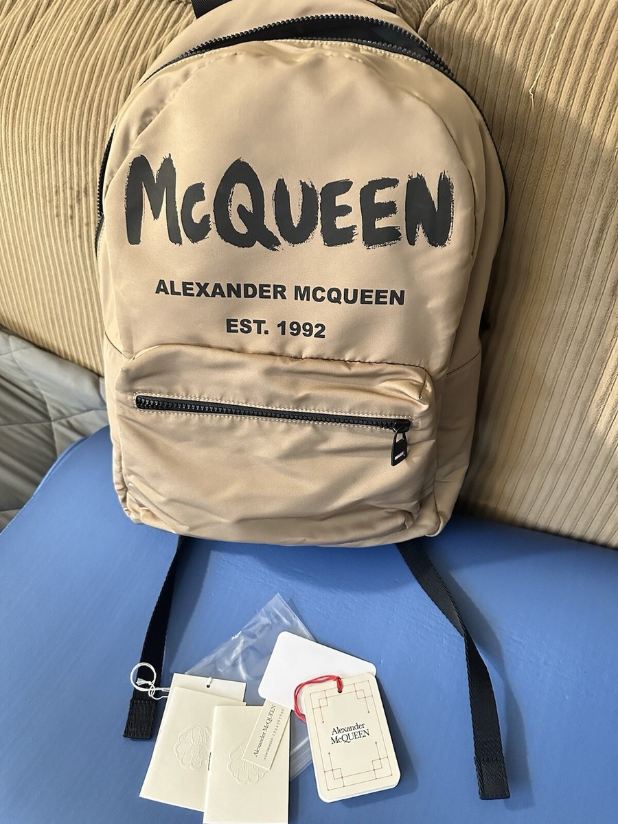 Alexander Mcqueen Graffiti Logo-Print Backpack Beige/brown | eBay