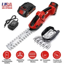 24V 2-in-1 Hedge Trimmer & Cordless Handheld Grass Shear with Replaceable Blades