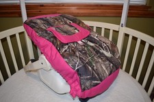 NEW INFANT SEAT CARRIER COVER MADE/W HOT PINK  REAL TREE CAMOFLAUGE FABRIC