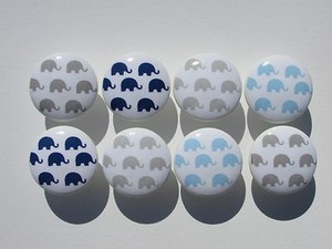 Set Of 8 Blue And Gray Elephant Dresser Drawer Knobs Pulls Ebay