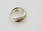 David Yurman Two-Tone 3 Rope 13mm Cable Band Ring Silver & 18k Gold Size 6 — photo 6