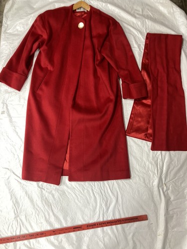 Paul Levy Wool Coat Red Scarf Large