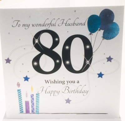 Large 80th Birthday Card Husband 8 25 X 8 25 Inches Ebay