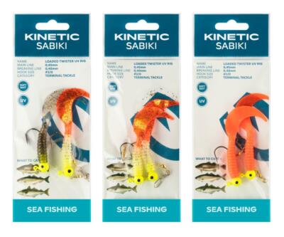 Kinetic Sabiki Loaded Twister UV 2/0 Twister-Vorfach Twister-Rig Dorsch-Rig