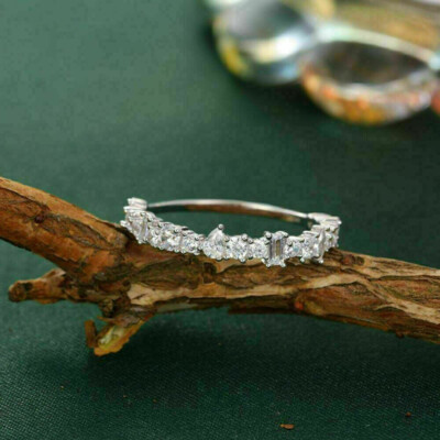 1Ct Multiple Cut CZ Matching Wedding Anniversary Band Ring 925 Sterling Silver