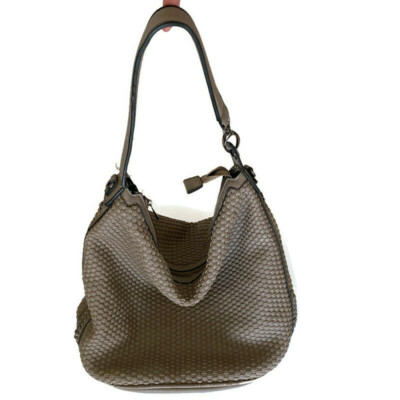 Mocha Handbag Grey Taupe Shoulder Bag Zips Pockets 40cm x