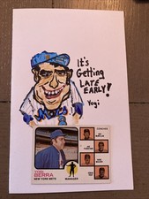 Yogi Berra Manager Card New York Mets With Cardstock Drawing By Artist RAC