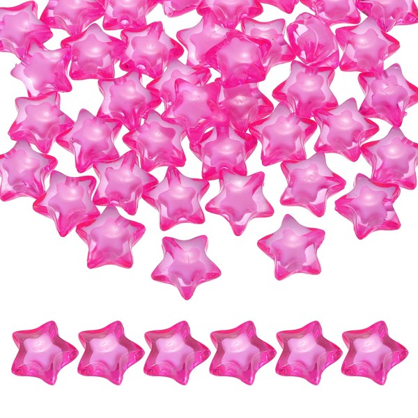 50X Acryl Sternperlen 18Mm, Rosarot, FüR Diy Schmuck, Partydekoration-image