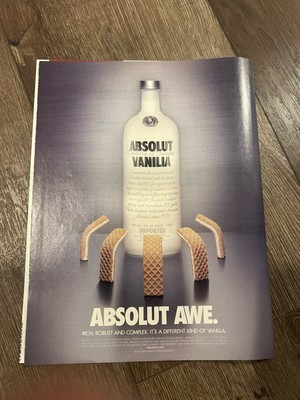 ABSOLUT  VANILLA VODKA 8  x 10  Poster Print Ad Photo 1990 s Alcohol