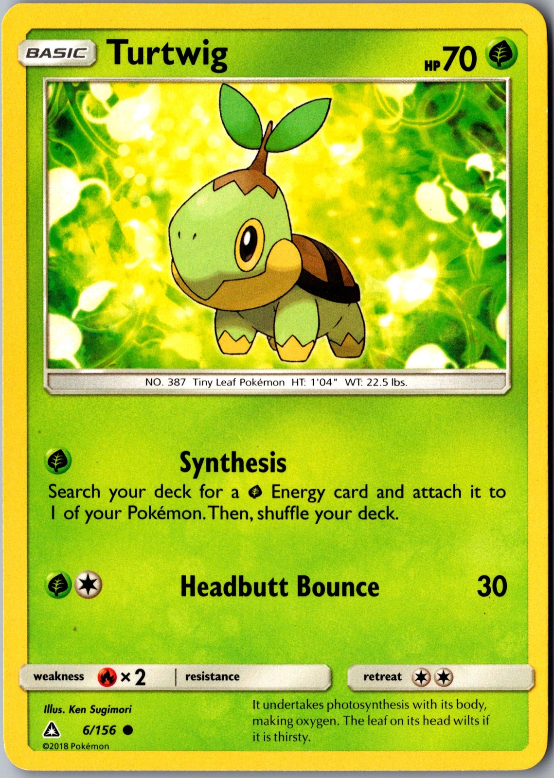 Turtwig 6/156 Common Ultra Prism Lightly Played Pokemon Card Starter