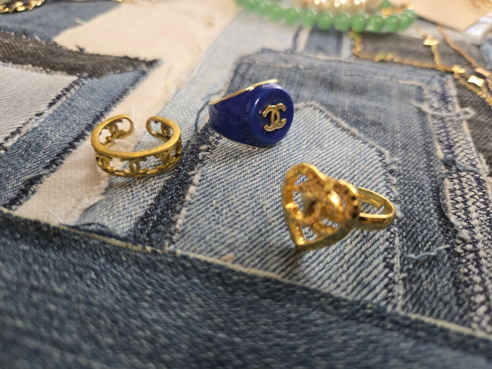 Lote de 3 anillos ajustables de oro de diseño Foto 3 de 4