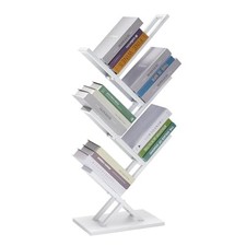 5 Tier Tree Bookshelf, Floor Standing Bookshelf for Narrow Space,Storage White