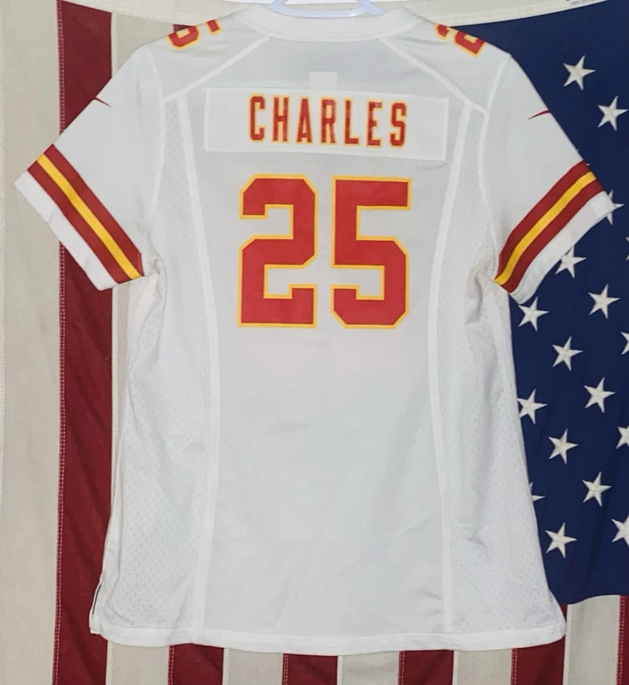 Camiseta Nike para mujer Kansas City Chiefs Jamaal Charles #25 blanca mediana NFL USADA EN EXCELENTE ESTADO Foto 2 de 2