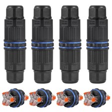 4PCS Waterproof IP68 Junction Box Outdoor 3 Pin Electrical Cable Connector Qu...