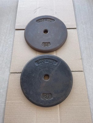 RARE! Vintage ROC-MO 25 Lb Standard 1  Pancake Weight Plates 2x25Lb Total 50 Lbs