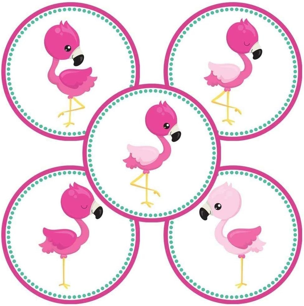 Pink Flamingo Sticker Labels for Party Favors by Adore By Na