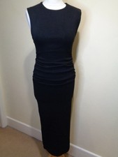 ZARA BRAND NEW BLACK SLEEVELESS MIDI DRESS WITH RUCHED SIDES - SIZE XS