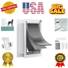 Pet Door for Wall,3-Flap,Steel Frame and Telescoping Tunnel, Aluminum Lock, D...