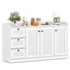 63  Buffet Cabinet with Storage, 3 Doors  3 Drawers, Anti-Tipping Kits