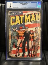 Catman Comics  27 - Continental 1945 CGC 0.5 Origin of Kitten retold-Flag & WWII