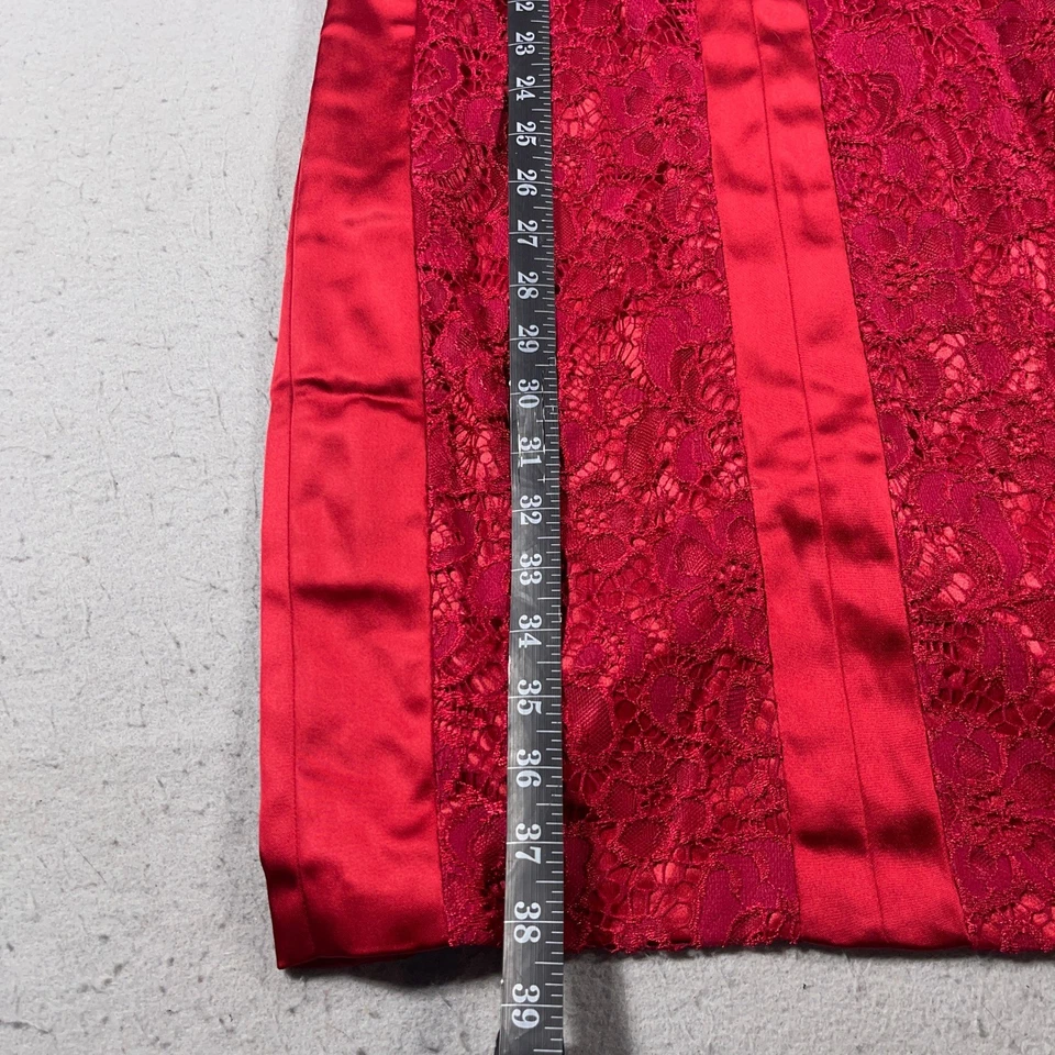 Vestido de cóctel JAX rojo de encaje satinado para mujer talla 4 sin mangas cuello en V funda nuevo con etiquetas Foto 4 de 4