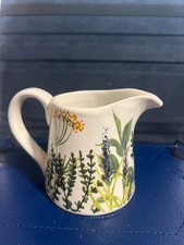 Ceramic jug decorated with “Herbs” print by GISELA GRAHAM set of 4x Small sized