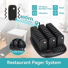 Retekess TD175P Restaurant Pager Calling Queuning System 30 Buzzer Cafe Bar Club
