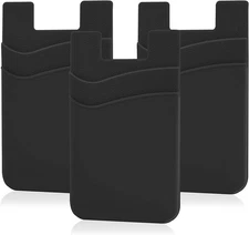 Senose Cell Phone Wallet, Silicone Adhesive Stick-on Card Black*3
