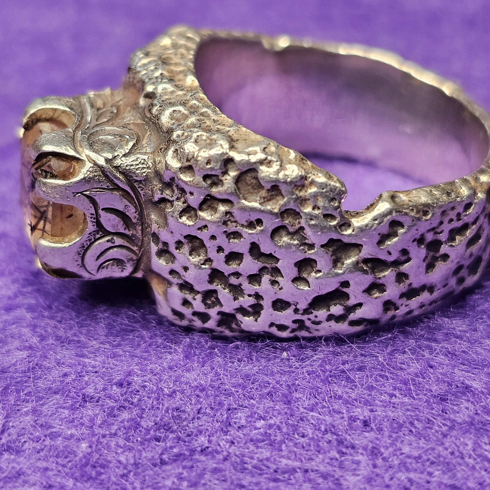 Brutalist Sterling Silver Ring Tourmalinated Quar… - image 10