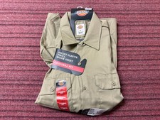 MENS NEW WITH TAGS DICKIES BROWN SHORT SLEEVE TWILL WORK BUTTON SHIRT SIZE LARGE