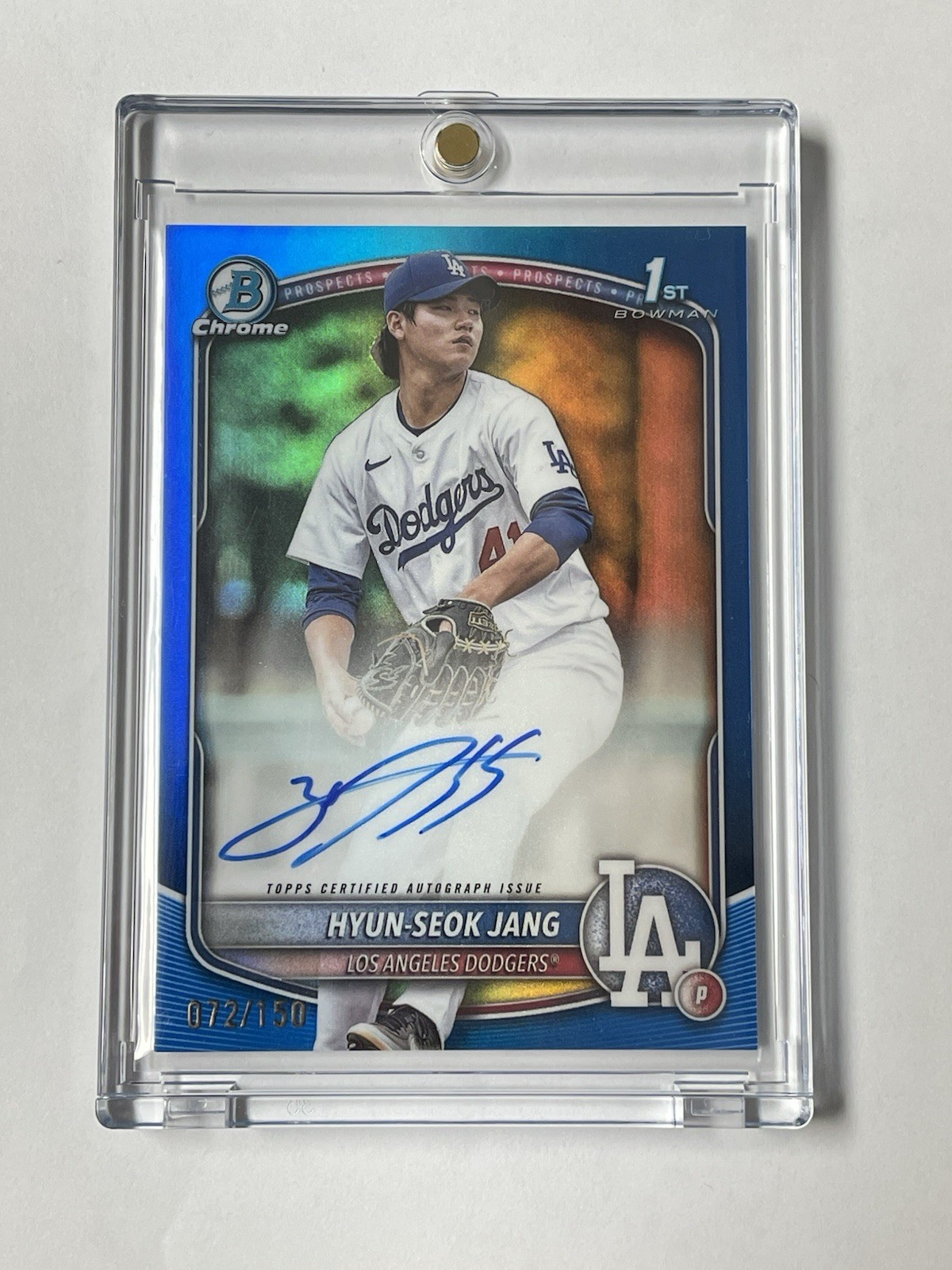 2025 Bowman Chrome Hyun-Seok Jang 1st True Blue Refractor Auto /150 Dodgers 📈