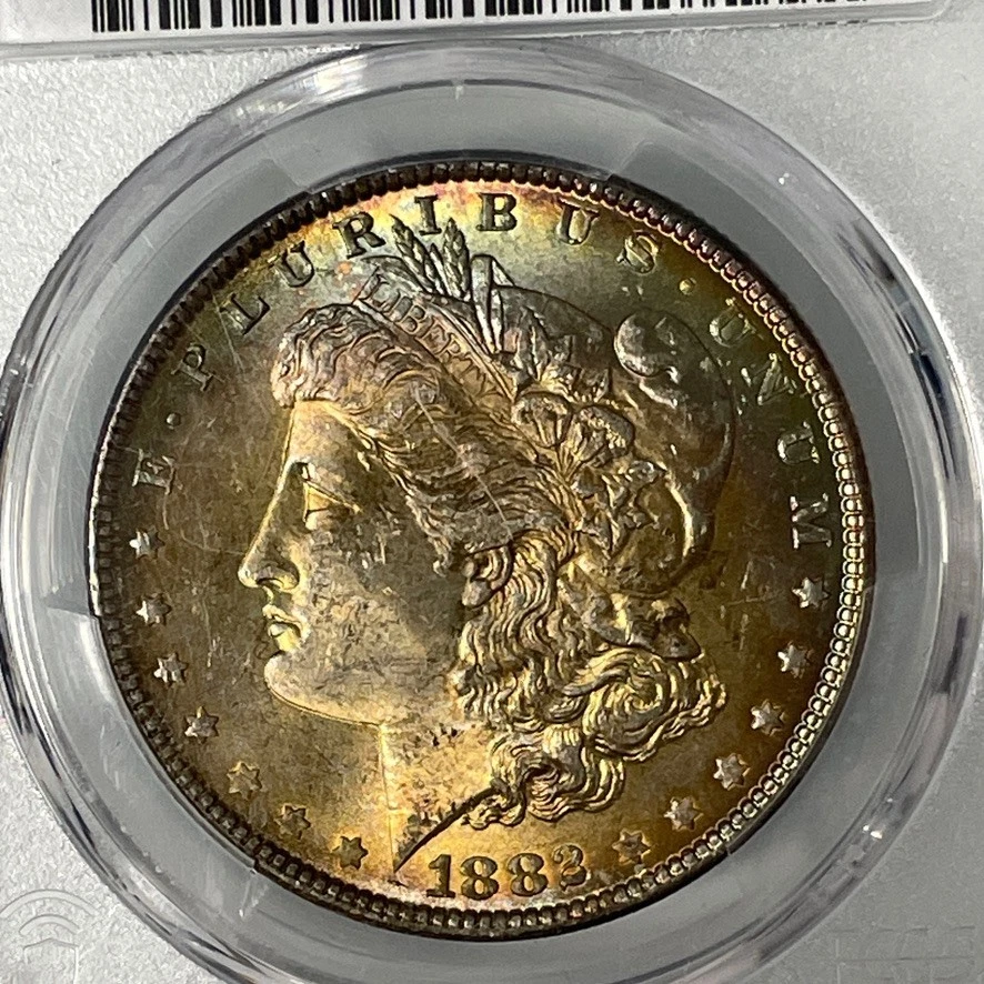 1882-P PCGS MS63 Morgan Silver $1 Dollar Outstanding Fired Rainbow Color Toning - Image 2 of 4