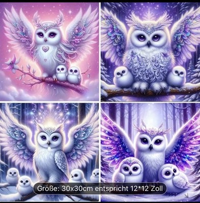 4er Set Diamond Painting -Eulen      Fullcover-  Vollbild 30x30cm