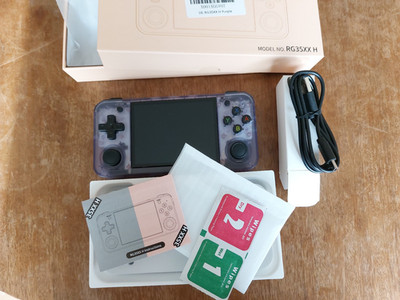 Retro Handheld Konsole Anbernic RG35XX H, transparent lila, sehr guter Zustand