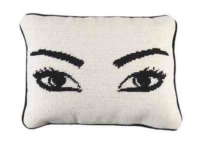 Jonathan Adler Eyes Needlepoint Throw Pillow, 1 Count (Pack of 1), Natural