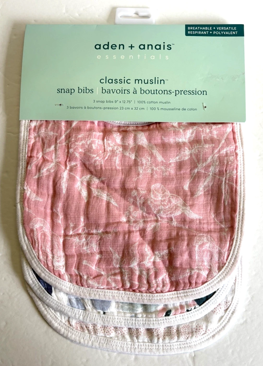 Aden + Anais Flowers Bloom Print NEW Classic Muslin Snap Bibs 3 Pack