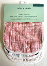 Aden Anais Flowers Bloom Print NEW Classic Muslin Snap Bibs 3 Pack