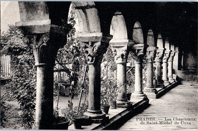 Old postcard 66 Prades circa capitals abbey of saint michel de cuxa