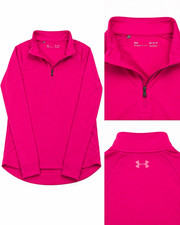 Under Armour HeatGear Women s Pink 1/4 Zip Mock Neck Long Sleeve Top M