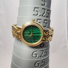 Vintage Oscar De La Renta Gold Tone Green Malachite Ladies Watch New Battery