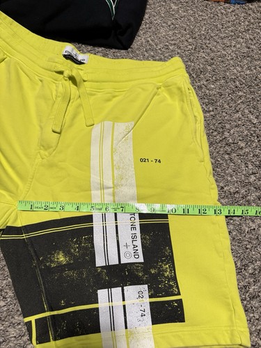 Stone Island Bermuda Felpa Pantaloncini Isola Giallo Neon Uomo 2XL Vendita al Dettaglio $320 - Foto 11 di 13