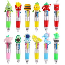 12 Pcs Multi-Coloured Pens Set, Mini Retractable Fun Pens for Kids Novelty Pen