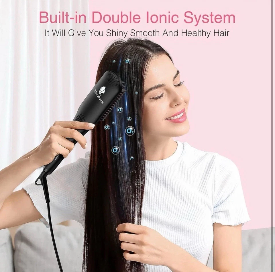 Hair Straightener Hot Brush Comb Wide 3D Teeth For Curly Hair Double Ionic 230C - Image 4 of 4