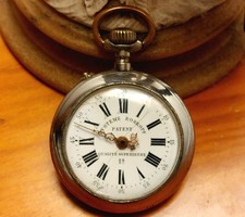 Antico orologio da tasca in nichel Swiss Made SYSTEME ROSKOF PATENT anni '900 - [53 mm].
