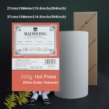 BAOHONG Watercolor Paper Roll 300g Natural White 100 Cotton 10.6/14.6in 394in 