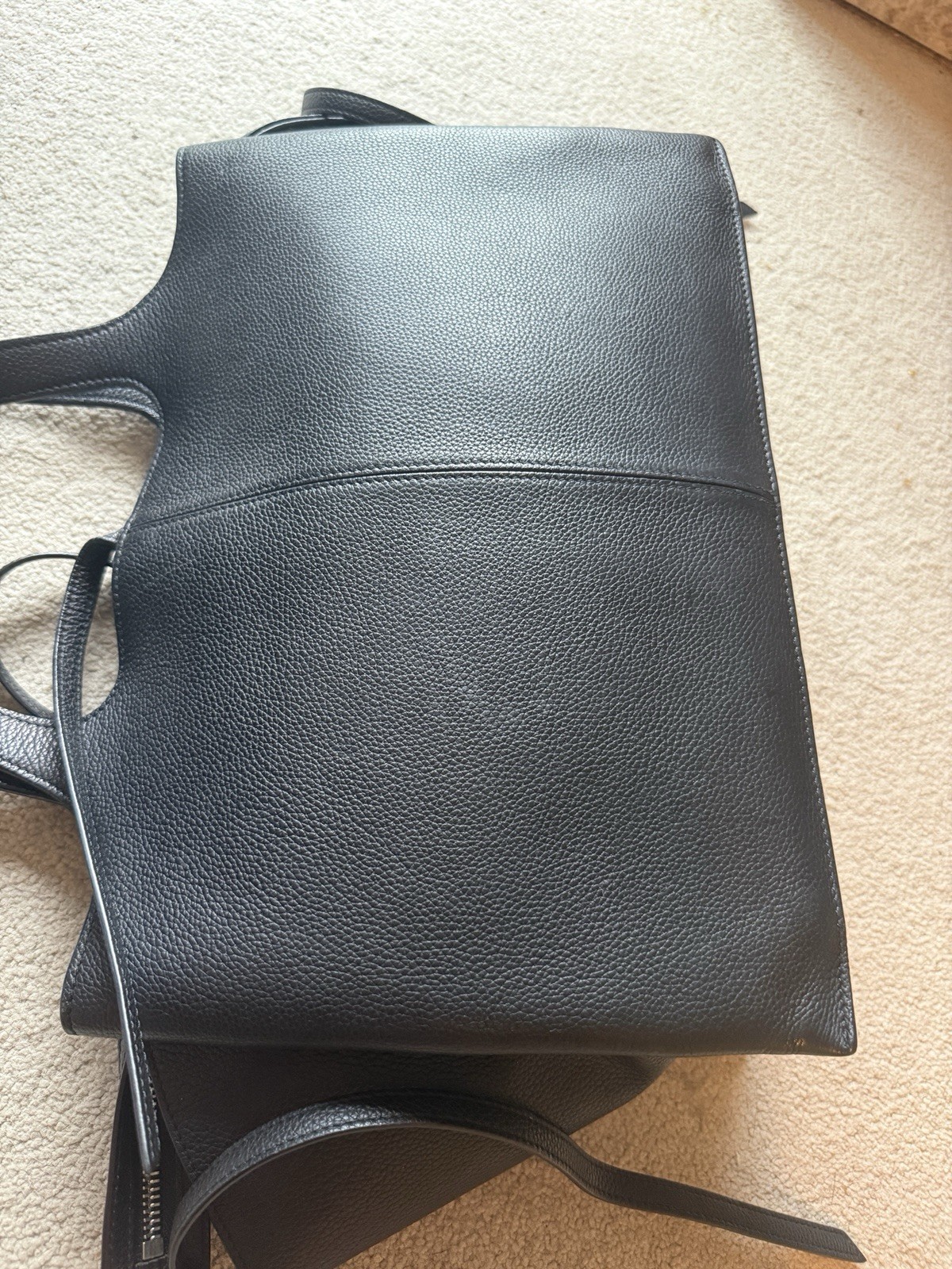 Celine Tri-Fold Medium Bag Black Grained Leather Very Good Condition image 5