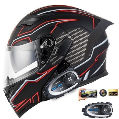 Dot Full Face Bluetooth Motorcycle Helmet Camera Recorder Intercom Helmet