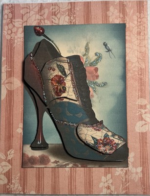 Handmade Greeting Card Art 3D Shoe Fetish Design SCRAPZ By Kim